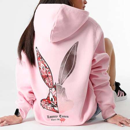 Looney Tunes - Felpa con cappuccio da donna edizione San Valentino Bugs Bunny rosa
