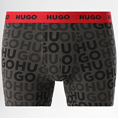 HUGO - Juego de 3 calzoncillos de diseño 50510192 Negro Rojo Gris