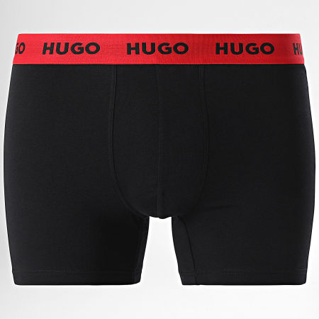 HUGO - Juego de 3 calzoncillos de diseño 50510192 Negro Rojo Gris