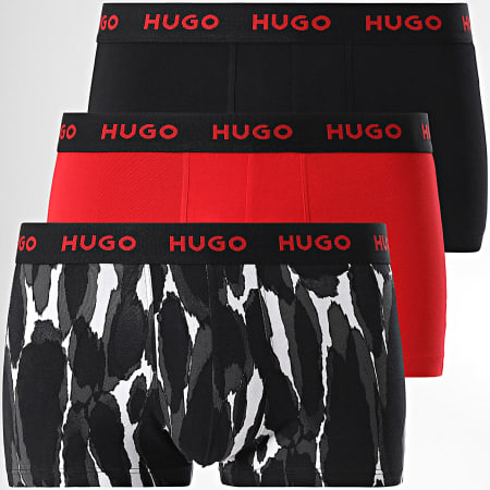 HUGO - Juego de 3 calzoncillos de diseño 50480170 Negro Rojo