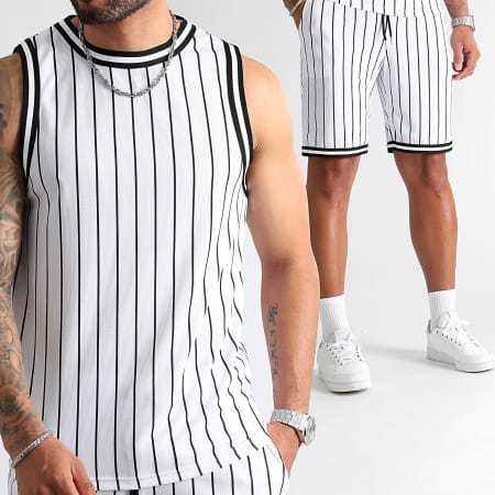 LBO - Set maglia da baseball e pantaloncini da jogging 1037 bianco