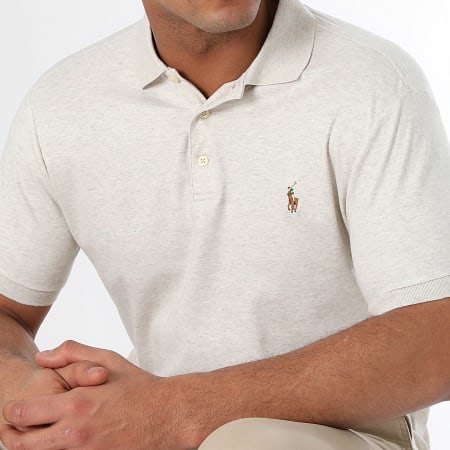 Polo Ralph Lauren - Polo personalizzata slim fit in cotone morbido premium a maniche corte Beige screziato