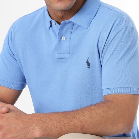 Polo Ralph Lauren - Polo Manches Courtes Slim Coton Piqué Bleu
