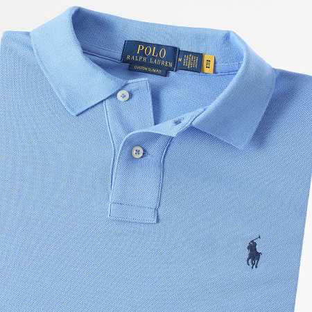 Polo Ralph Lauren - Polo manica corta Slim in cotone piqué blu
