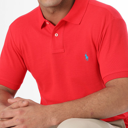 Polo Ralph Lauren - Polo manica corta Slim in cotone piqué rosso