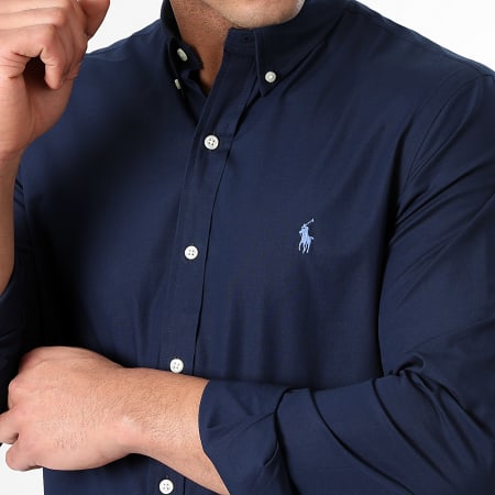 Polo Ralph Lauren - Camicia Slim Popeline Stretch a maniche lunghe Blu Navy
