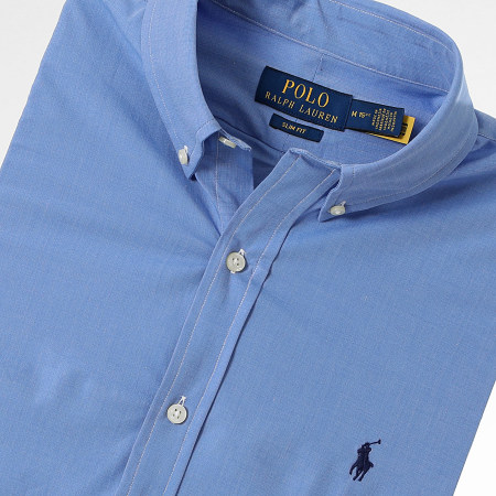 Polo Ralph Lauren - Camicia Slim Popeline Stretch a maniche lunghe Azzurro