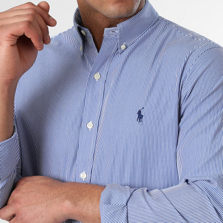 Polo Ralph Lauren - Camicia a righe a maniche lunghe Slim Popeline Stretch White Blue King