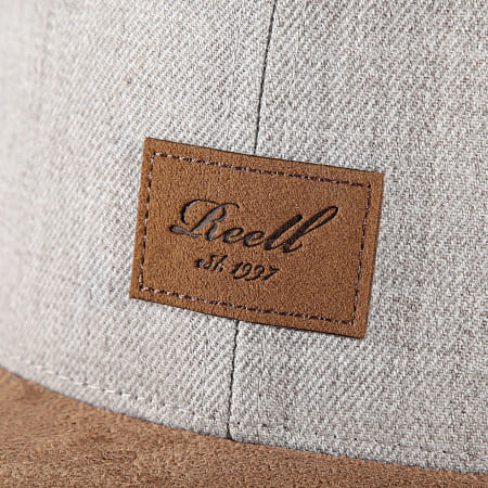 Reell Jeans - Cappello Snapback in pelle scamosciata Camel Heather Grey