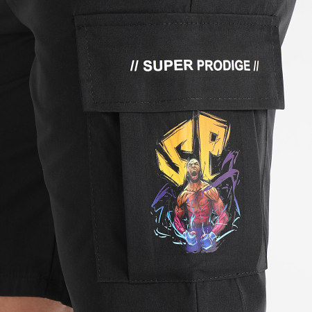 Super Prodige - Energie Cargo Shorts Negro Amarillo