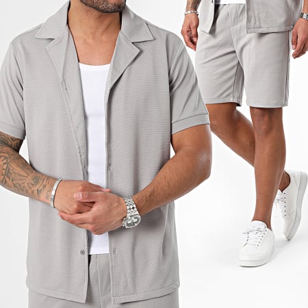 Frilivin - Set camicia a maniche corte e pantaloncini da jogging grigio