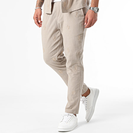 Frilivin - Set camicia e pantaloni a maniche corte color taupe