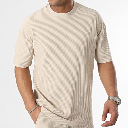 Frilivin - Conjunto de camiseta y pantalón beige