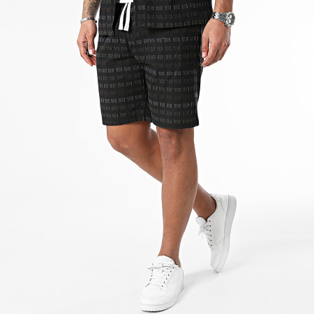 Frilivin - Conjunto de camisa negra de manga corta y pantalón corto de jogging