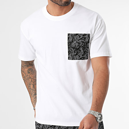 Frilivin - Set di maglietta e pantaloncini da jogging con tasca bianca e nera