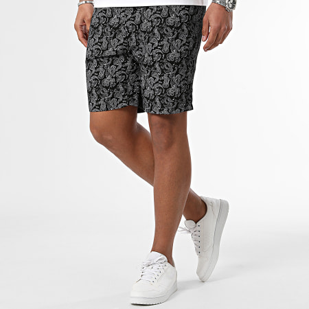 Frilivin - Conjunto de camiseta blanca con bolsillos negros y pantalón corto de jogging