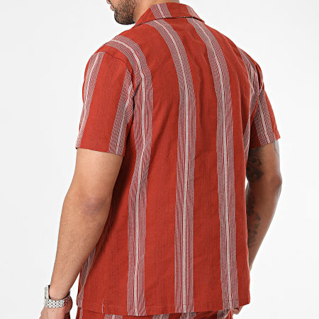 Frilivin - Set di camicia a maniche corte e pantaloncini da jogging rosso mattone