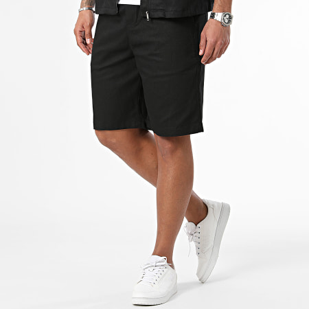 Frilivin - Conjunto negro de sobrecamisa de manga corta y pantalón corto de jogging