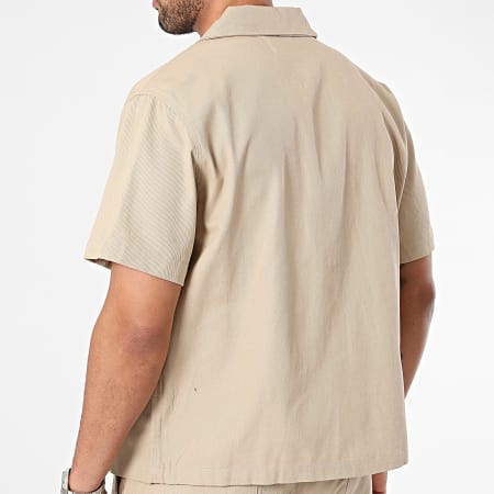 Frilivin - Set di maglietta a maniche corte e pantaloncini da jogging beige