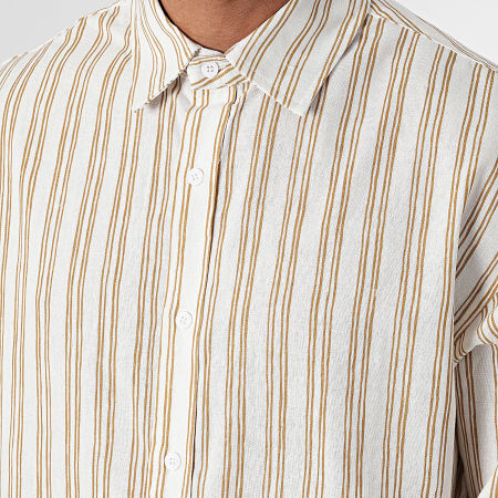 Frilivin - Camicia a maniche lunghe a righe bianco-beige