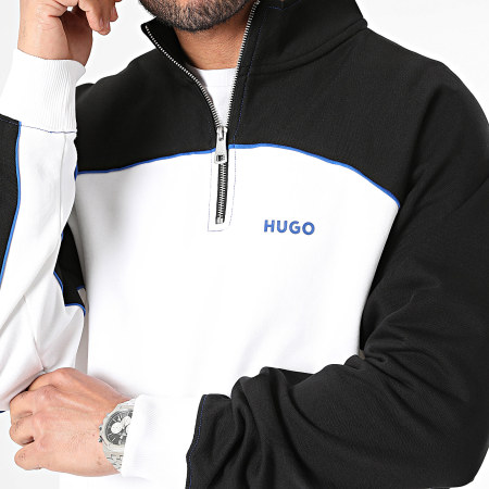 Hugo Blue - Felpa Nasemiro con collo alto e zip 50510613 Bianco Nero