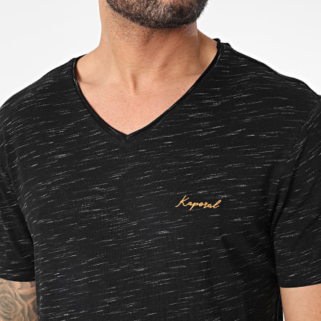 Kaporal - Camiseta cuello pico Neter Negro jaspeado