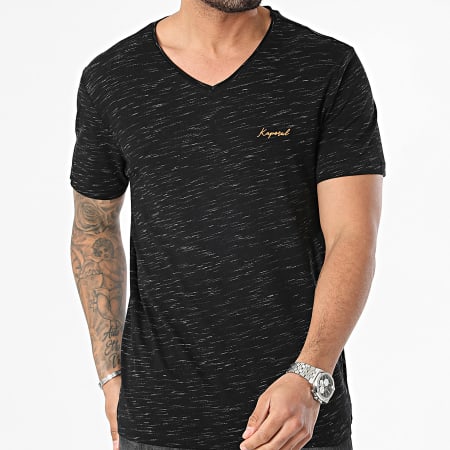 Kaporal - Camiseta cuello pico Neter Negro jaspeado