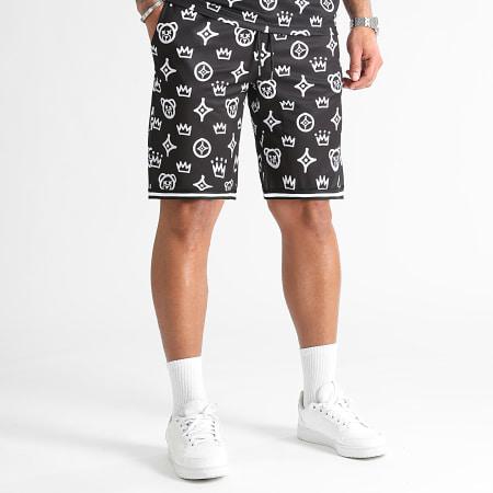 Teddy Yacht Club - Rush 0089 Conjunto de camiseta oversize de béisbol negra y pantalón corto de jogging