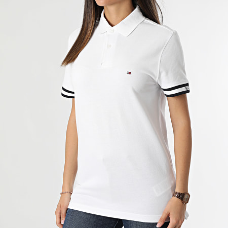 Tommy Hilfiger - Polo Manches Courtes Slim Femme Monotype Cuff 4737 Blanc