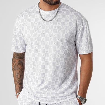 Final Club - Conjunto de camiseta oversize y pantalón corto de béisbol Damier 0048 Blanco