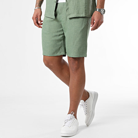 Frilivin - Camicia a maniche corte e pantaloncini da jogging verde