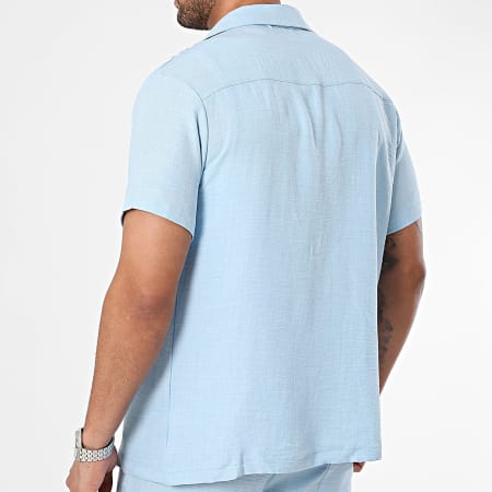 Frilivin - Set camicia a maniche corte e pantaloncini da jogging Azzurro