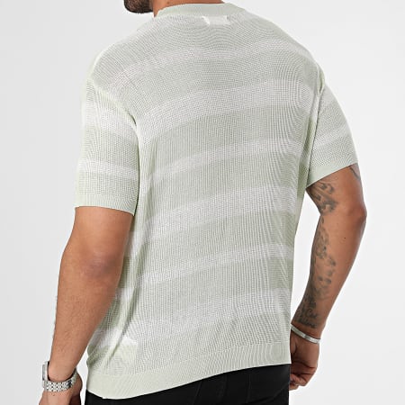 Frilivin - Tee Shirt A Rayures Blanc Vert Clair