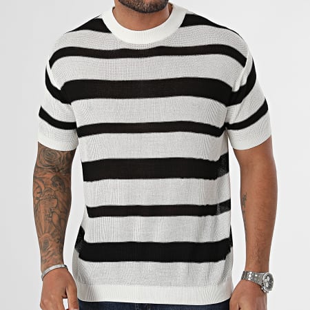 Frilivin - Tee Shirt A Rayures Blanc Noir