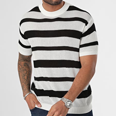 Frilivin - Tee Shirt A Rayures Blanc Noir