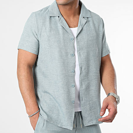 Frilivin - Conjunto de camisa de manga corta y pantalón de chándal jaspeado turquesa