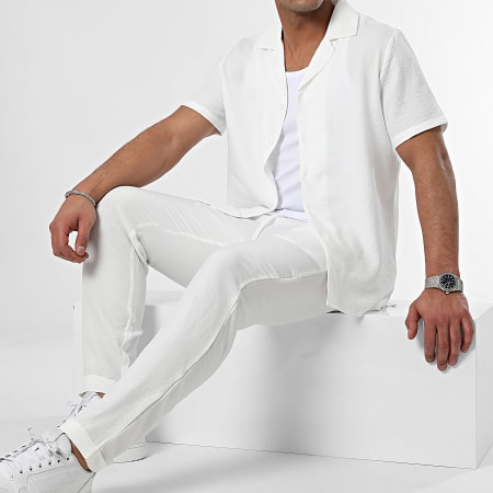 Frilivin - Set camicia bianca a maniche corte e pantaloni da jogging