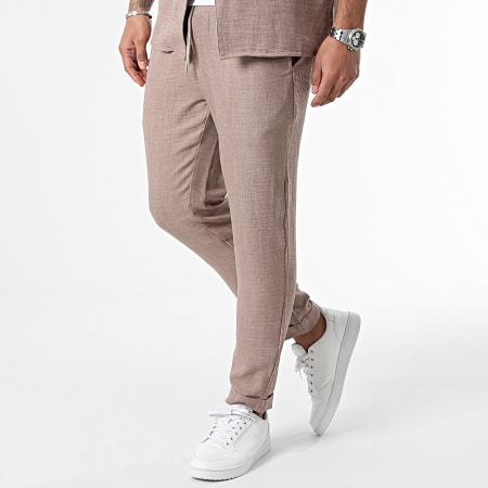 Frilivin - Set camicia a maniche corte e pantaloni da jogging color taupe