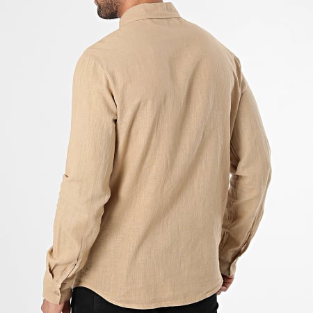 Frilivin - Camicia a maniche lunghe color cammello