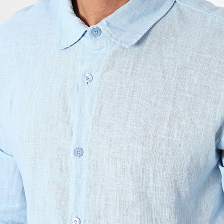 Frilivin - Camicia a maniche lunghe in lino azzurro