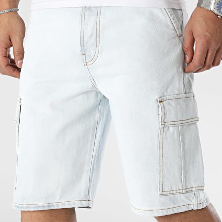 Frilivin - Pantalones cortos Cargo en jean lavado azul