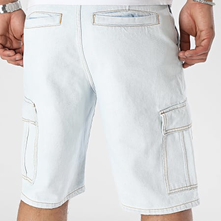 Frilivin - Pantalones cortos Cargo en jean lavado azul