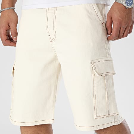 Frilivin - Pantalones cortos cargo de jean beige