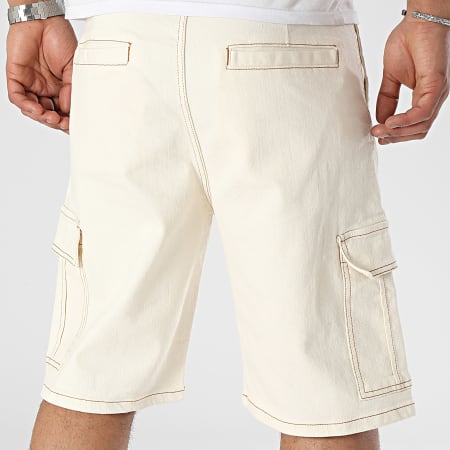 Frilivin - Pantalones cortos cargo de jean beige