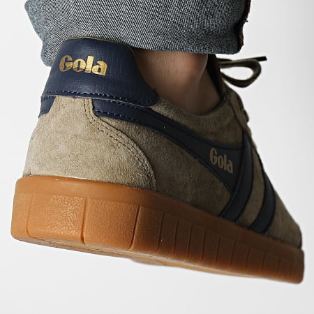 Gola - Gola Hurricane Suede Sneakers CMB046 Khaki Navy Gum