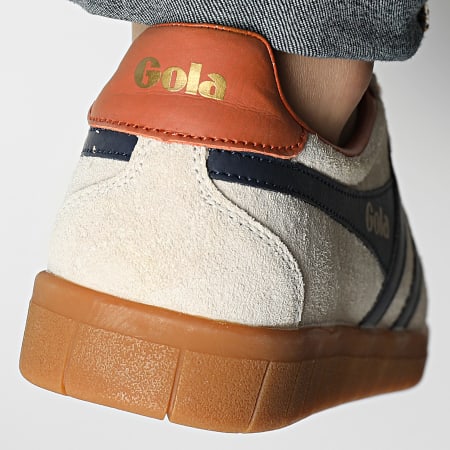 Gola - Gola Hurricane Suede Sneakers CMB046 Off White Navy Orange Gum
