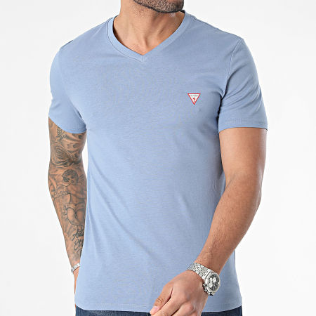 Guess - Camiseta cuello pico M2YI37-I3Z14 Azul claro