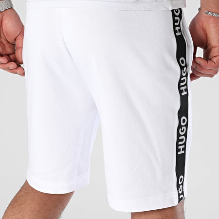 HUGO - Pantalones cortos deportivos con banda con logotipo 50496996 Blanco