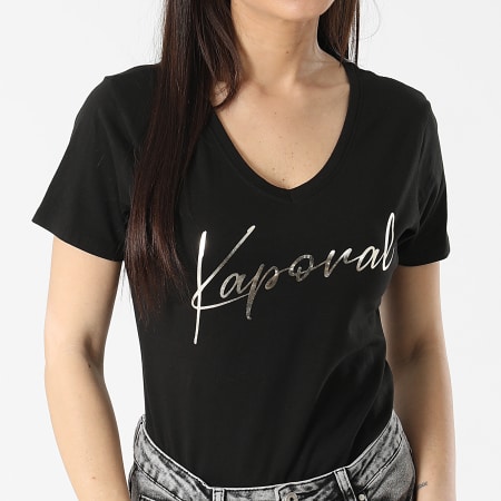 Kaporal - Tee Shirt Col V Femme FRANW11 Noir