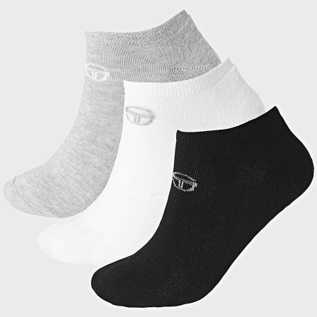 Sergio Tacchini - Lote de 3 pares de calcetines 93892020 Negro Blanco Gris